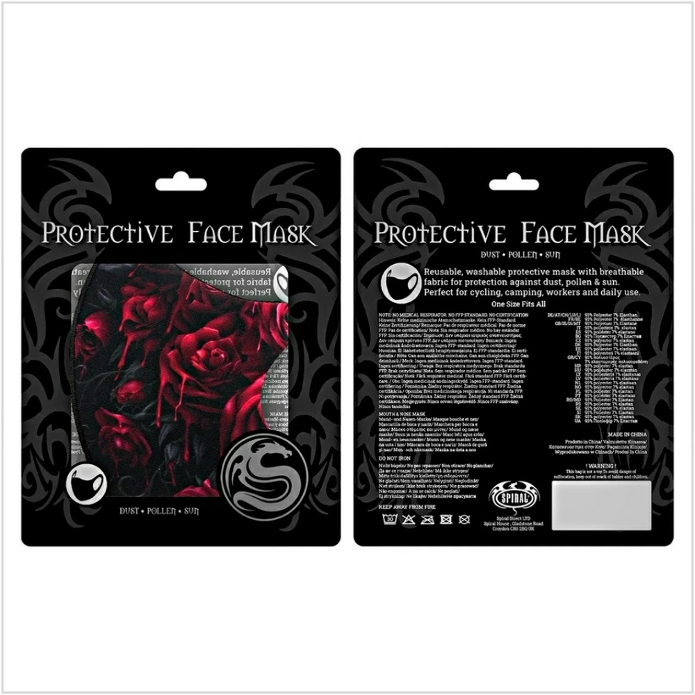 Spiral Direct BLOOD ROSE - Face Mask Goth Black - Picture 3 of 6